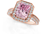 Rose gold Fancy Pink Radiant Cut Halo Diamond Engagement Ring with Split Shank Band and Four-Prong Setting_1