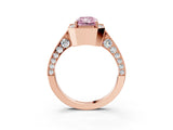 Rose gold Fancy Pink Radiant Cut Halo Diamond Engagement Ring with Split Shank Band and Four-Prong Setting_3