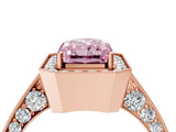 Rose gold Fancy Pink Radiant Cut Halo Diamond Engagement Ring with Split Shank Band and Four-Prong Setting_4