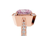 Rose gold Fancy Pink Radiant Cut Halo Diamond Engagement Ring with Split Shank Band and Four-Prong Setting_5