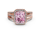 Rose gold Fancy Pink Radiant  Cut Halo Diamond Engagement Ring with Split Shank and Four-Prong Setting_21