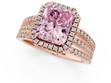 Rose gold Fancy Pink Radiant  Cut Halo Diamond Engagement Ring with Split Shank and Four-Prong Setting_22
