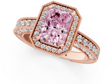 Rose gold Fancy Pink Radiant  Cut Halo Diamond Pave Band Ring with Four-Prong Setting_55