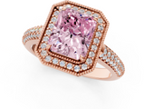 Rose gold Fancy Pink Radiant  Cut Halo Diamond Pave Band with Four-Prong Setting_38