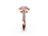 Rose gold Fancy Pink Radiant  Cut Halo Diamond Pave Band with Four-Prong Setting_39