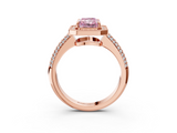 Rose gold Fancy Pink Radiant  Cut Halo Diamond Pave Band with Four-Prong Setting_40