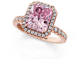 Rose gold Fancy Pink Radiant Cut Halo Diamond Pave Band with Prong Setting_1