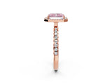 Rose gold Fancy Pink Radiant Cut Halo Diamond Pave Band with Prong Setting_2