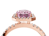 Rose gold Fancy Pink Radiant Cut Halo Diamond Pave Band with Prong Setting_4