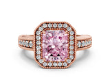 Rose gold Fancy Pink Radiant  Cut Halo Diamond Ring with Pavé Band and Four-Prong Setting_52