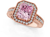 Rose gold Fancy Pink Radiant  Cut Halo Diamond Ring with Pavé Band and Four-Prong Setting_53