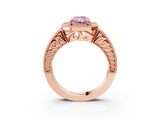 Rose gold Fancy Pink Radiant  Cut Halo Diamond Ring with Pavé Band and Four-Prong Setting_55
