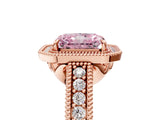 Rose gold Fancy Pink Radiant  Cut Halo Diamond Ring with Pavé Band and Four-Prong Setting_57