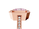 Rose gold Fancy Pink Radiant  Cut Halo Diamond Ring with Pavé Band and Milgrain Prong Setting_37