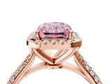 Rose gold Fancy Pink Radiant Cut Halo Diamond Ring with Pavé Band_4