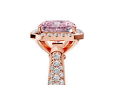 Rose gold Fancy Pink Radiant Cut Halo Diamond Ring with Pavé Band_5