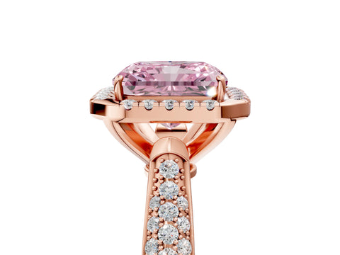 Rose gold Fancy Pink Radiant Cut Halo Diamond Ring with Pavé Band_5