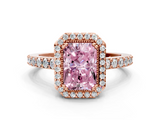 Rose gold Fancy Pink Radiant  Cut Halo Diamond Ring with Pave Band and Four-Prong Setting_24
