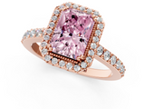 Rose gold Fancy Pink Radiant  Cut Halo Diamond Ring with Pave Band and Four-Prong Setting_25