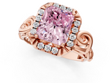 Rose gold Fancy Pink Radiant  Cut Halo Diamond Ring with Scrollwork Band and Four-Prong Setting_57