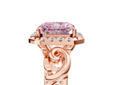 Rose gold Fancy Pink Radiant  Cut Halo Diamond Ring with Scrollwork Band and Four-Prong Setting_61