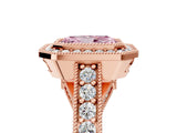 Rose gold Fancy Pink Radiant Cut Halo Diamond Split Shank Pave Ring_11