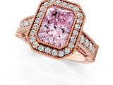 Rose gold Fancy Pink Radiant Cut Halo Diamond Split Shank Pave Ring_7