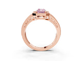 Rose gold Fancy Pink Radiant Cut Halo Diamond Split Shank Ring with Prong Setting_3
