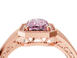 Rose gold Fancy Pink Radiant Cut Halo Diamond Split Shank Ring with Prong Setting_4