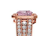 Rose gold Fancy Pink Radiant Cut Halo Diamond Split Shank Ring with Prong Setting_5
