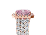 Rose gold Fancy Pink Radiant Cut Halo Pavé Diamond Engagement Ring with Split Shank and Four-Prong Setting_8