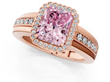 Rose gold Fancy Pink Radiant  Cut Halo Pave Band Four-Prong Ring_50