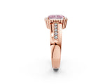 Rose gold Fancy Pink Radiant  Cut Halo Pave Band Four-Prong Ring_51