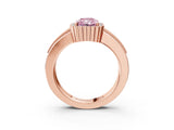 Rose gold Fancy Pink Radiant  Cut Halo Pave Band Four-Prong Ring_52