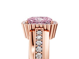 Rose gold Fancy Pink Radiant  Cut Halo Pave Band Four-Prong Ring_54