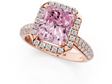 Rose gold Fancy Pink Radiant  Cut Halo Pave Band Four-Prong Setting Ring_21