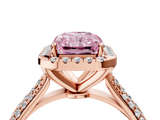 Rose gold Fancy Pink Radiant  Cut Halo Pave Band Four-Prong Setting Ring_24