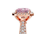 Rose gold Fancy Pink Radiant  Cut Halo Pave Band Four-Prong Setting Ring_25