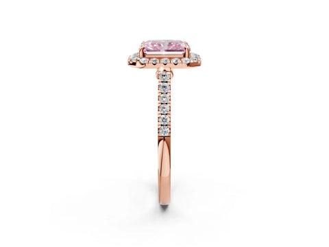 Rose gold Fancy Pink Radiant Cut Halo Pave Diamond Engagement Ring with Four-Prong Setting_14