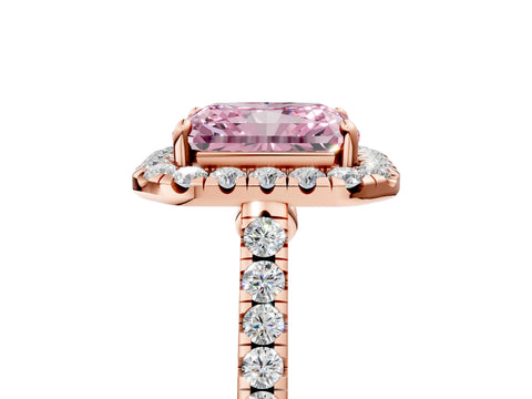 Rose gold Fancy Pink Radiant Cut Halo Pave Diamond Engagement Ring with Four-Prong Setting_17