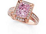 Rose gold Fancy Pink Radiant  Cut Halo Pave Split Shank Prong Setting Ring_32