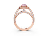 Rose gold Fancy Pink Radiant  Cut Halo Pave Split Shank Prong Setting Ring_34