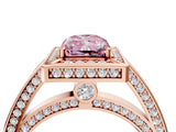 Rose gold Fancy Pink Radiant  Cut Halo Pave Split Shank Prong Setting Ring_35
