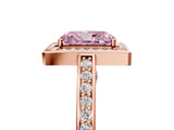 Rose gold Fancy Pink Radiant  Cut Halo Pave Split Shank Prong Setting Ring_36