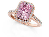 Rose gold Fancy Pink Radiant Cut Halo Round Diamond Pavé Band with Four-Prong Setting_4