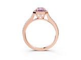 Rose gold Fancy Pink Radiant Cut Halo Round Diamond Pavé Band with Four-Prong Setting_6