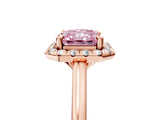 Rose gold Fancy Pink Radiant Cut Halo Round Diamond Solitaire Engagement Ring with Pave Band and Four-Prong Setting_17