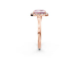 Rose gold Fancy Pink Radiant Cut Halo Round Diamond Solitaire Ring with Pavé Band and Four-Prong Setting_2