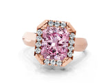 Rose gold Fancy Pink Radiant  Cut Halo Solitaire Engagement Ring with Square Band and Four-Prong Setting_184