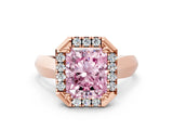 Rose gold Fancy Pink Radiant  Cut Halo Solitaire Engagement Ring with Square Band and Four-Prong Setting_66